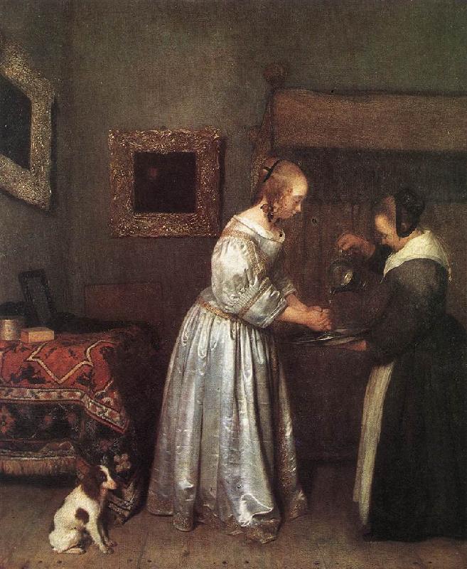 TERBORCH, Gerard Woman Washing Hands st